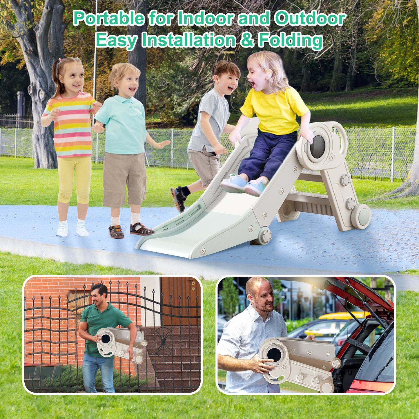 Completely Foldable Freestanding Slide for Toddlers Indoor Activities