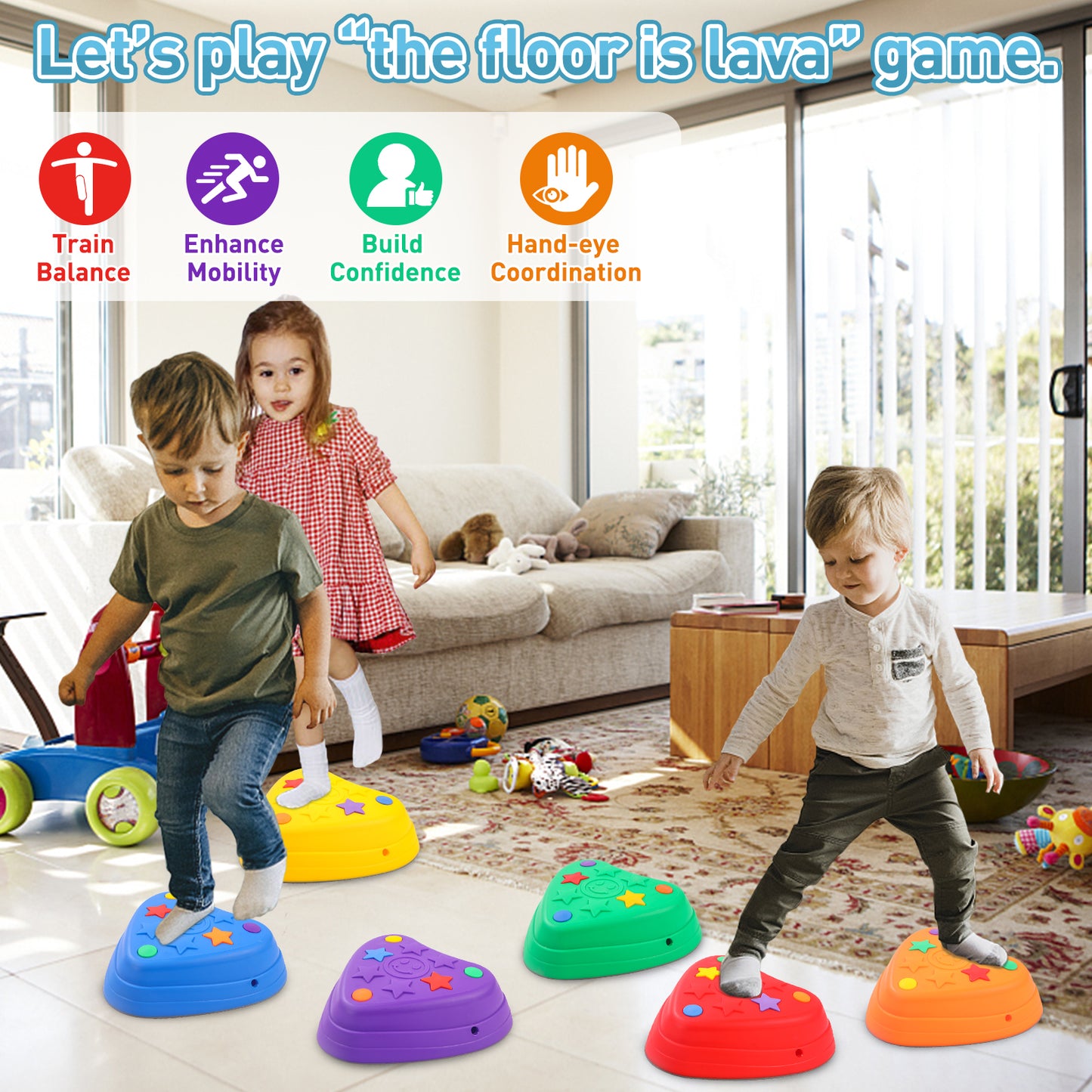 Stackable Balance Stepping Stone Set of Sensory Play Toy, Ideal Christmas Gift for Toddlers