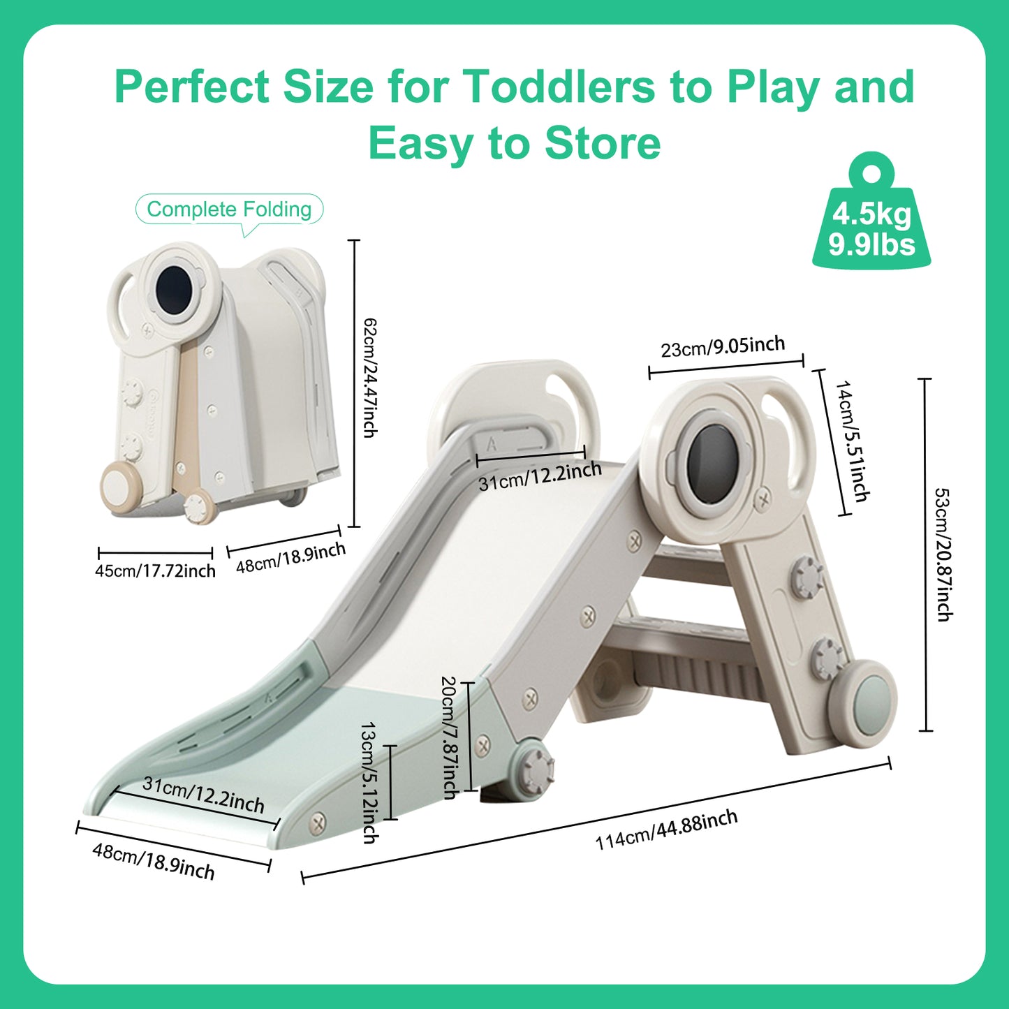 Completely Foldable Freestanding Slide for Toddlers Indoor Activities