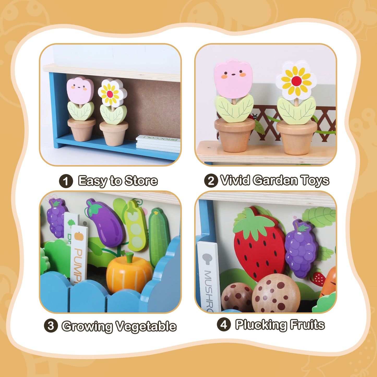 🌻💦Wooden Flower Garden Toy Playset for Toddlers