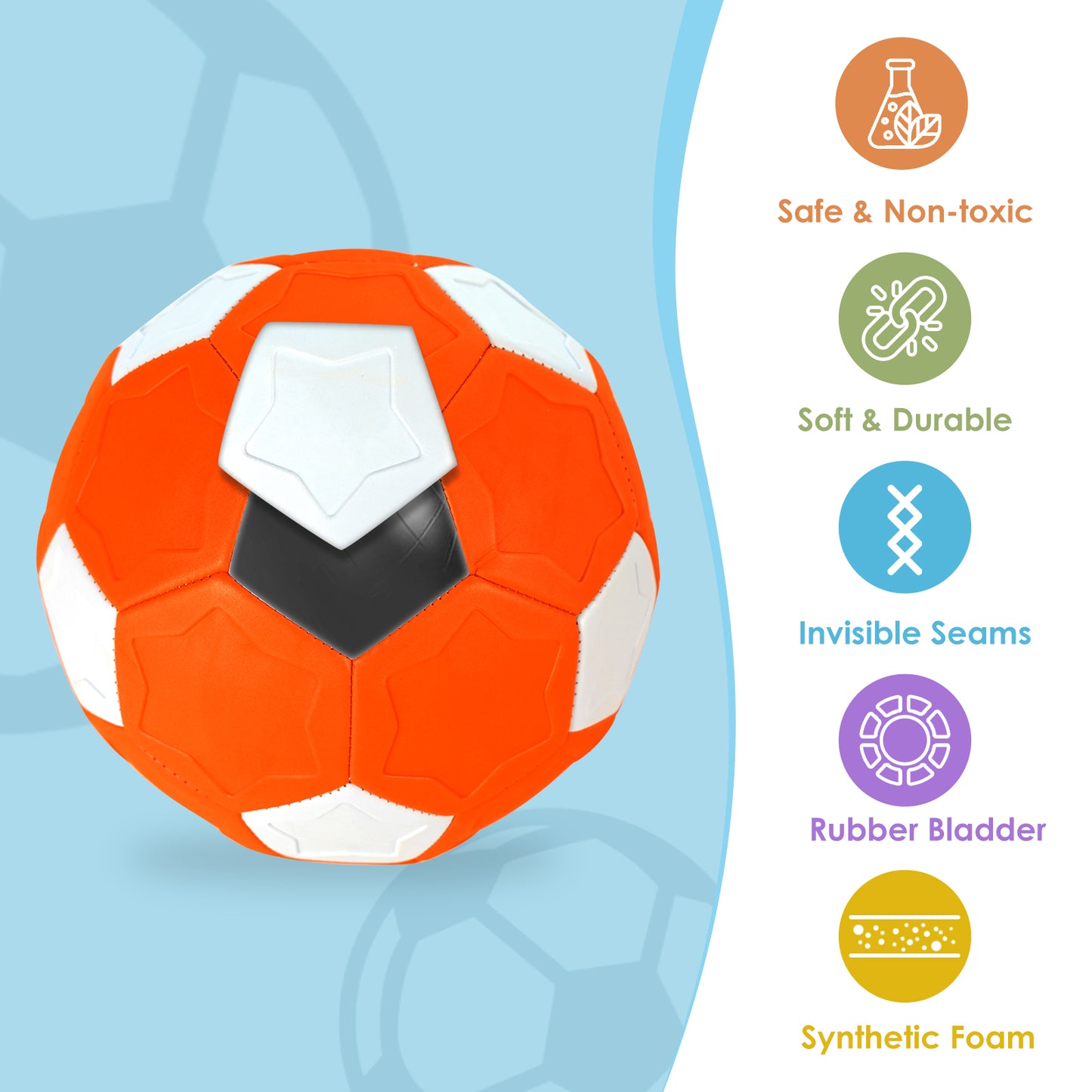 Toy Soccer Ball Size 4 for Kids, Indoor and Outdoor Play, Light & Soft Toy Ball for Toddlers Safe Play