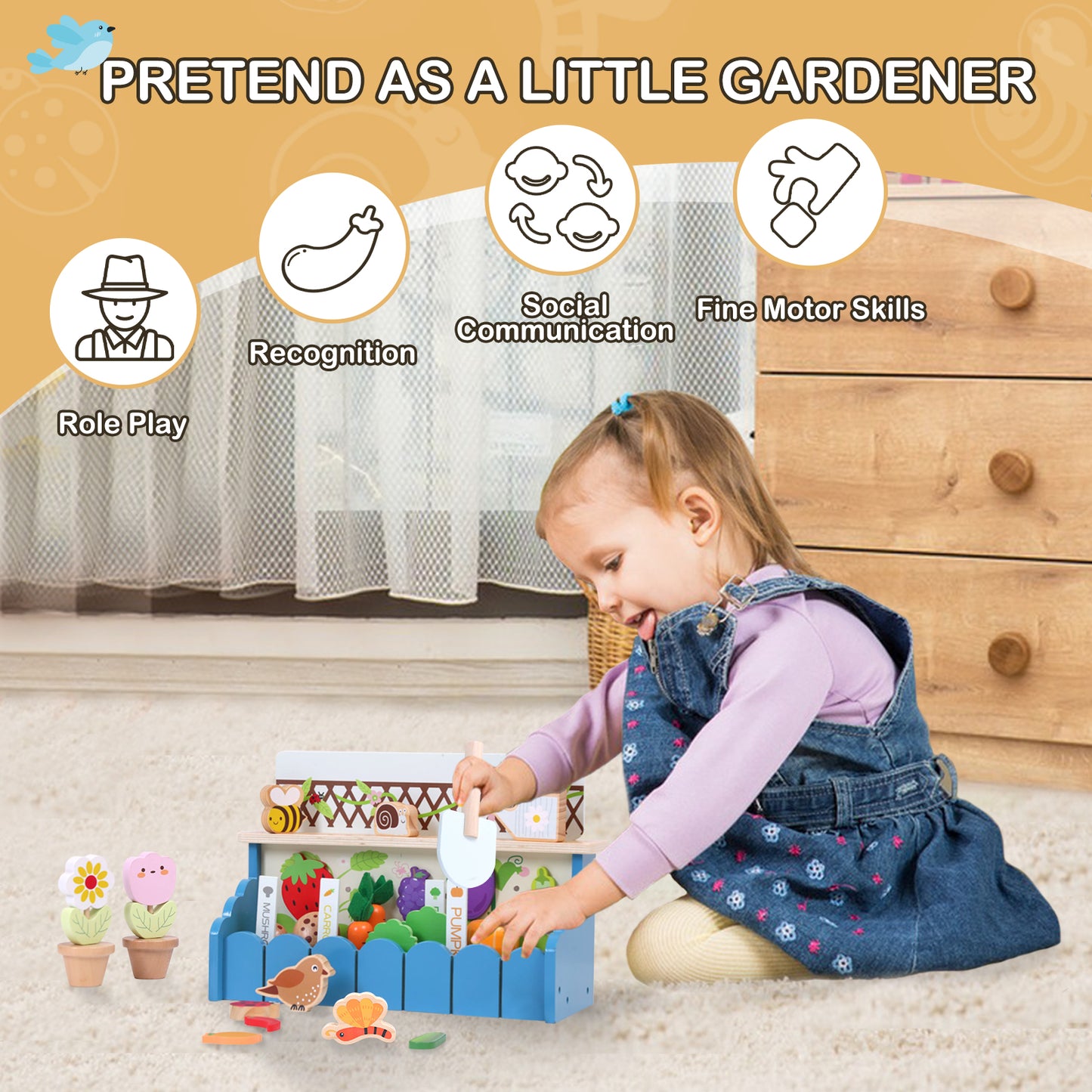 🌻💦Wooden Flower Garden Toy Playset for Toddlers