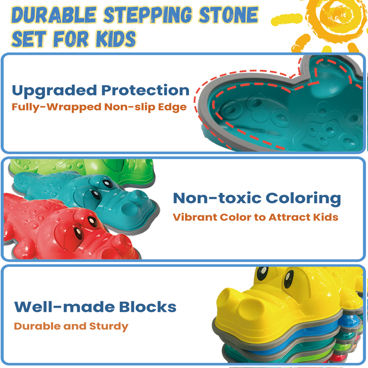 Stackable Balance Stepping Stone Training Set of Sensory Toy for Toddlers Entertainment and Exercise, Play “the floor is lava” Game, Kids Fitness Sensory Equipment for Gross Motor