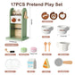 Smarto Wooden Coffee Maker Playset for Toddlers Pretend Game (17PCS Accessories)