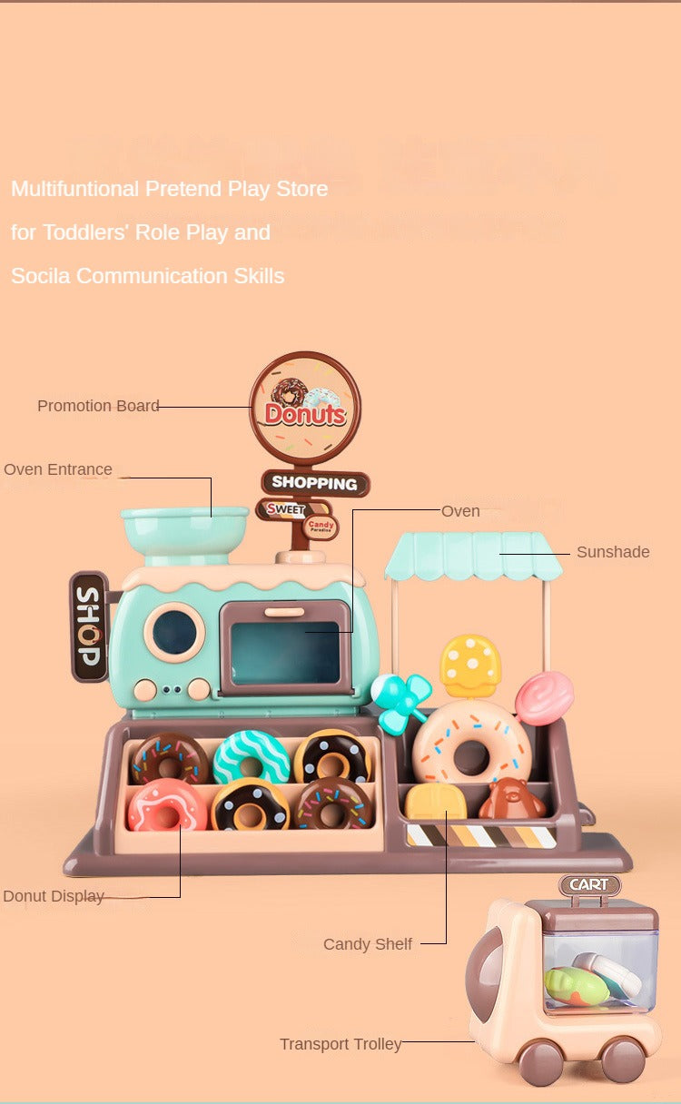 Donut Store for Toddlers Pretend Play Game, Light and Sound Interaction