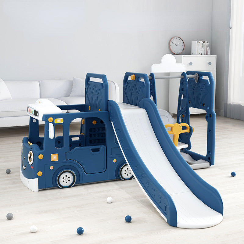 Children's Indoor Integrated Bus Slide and Swing Set for Play and Exercise