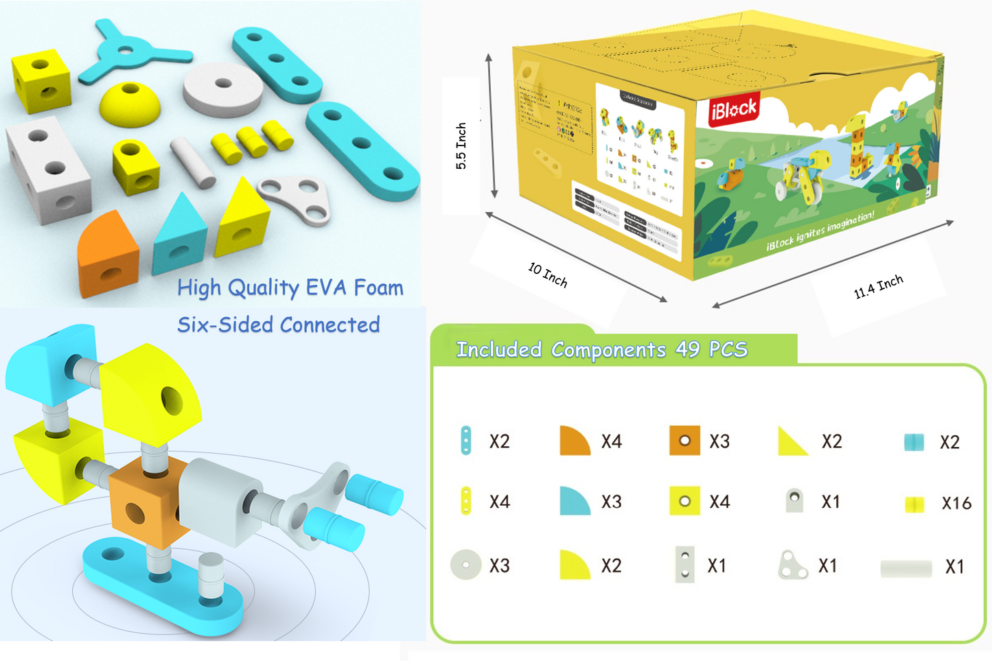 Giant Foam Building Block Set for Imaginative Construction and STEM Learning, Kid’s Safe and Entertaining Playset