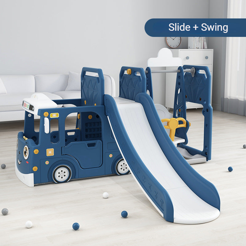 Children's Indoor Integrated Bus Slide and Swing Set for Play and Exercise