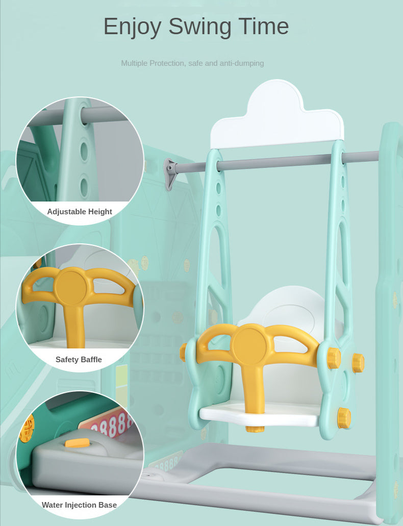 Children's Indoor Integrated Bus Slide and Swing Set for Play and Exercise