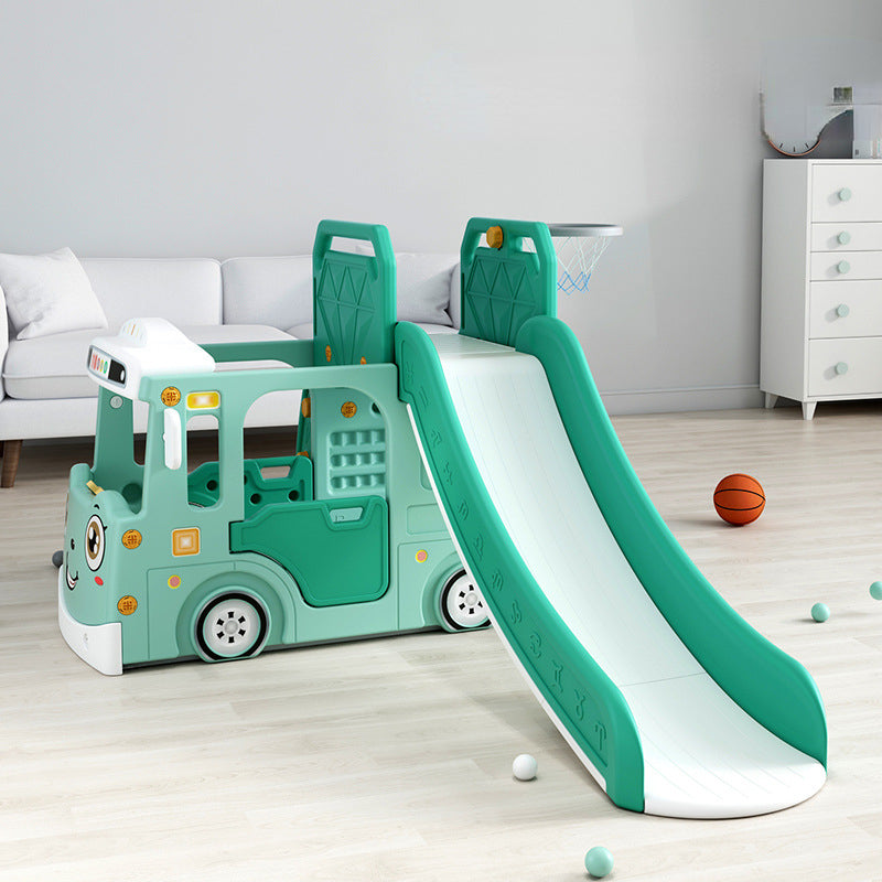 Children's Indoor Integrated Bus Slide and Swing Set for Play and Exercise