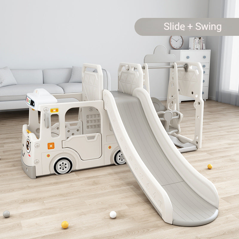 Children's Indoor Integrated Bus Slide and Swing Set for Play and Exercise