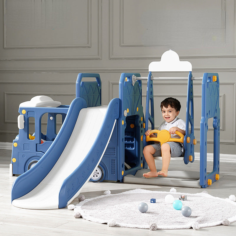 Children's Indoor Integrated Bus Slide and Swing Set for Play and Exercise