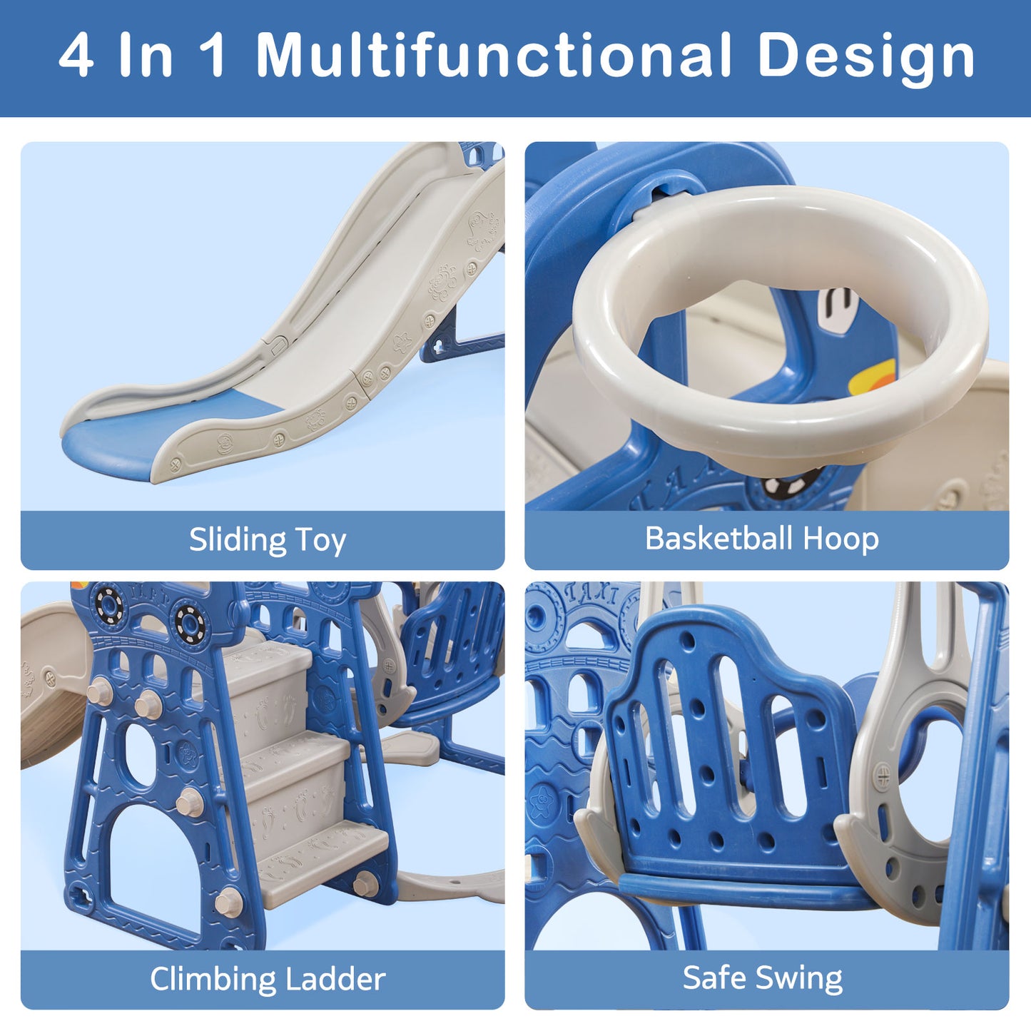 Slide and Swing Set for Kid's Indoor or Outdoor Play, Swing/Slide/Climber/Basketball Hoop are Included